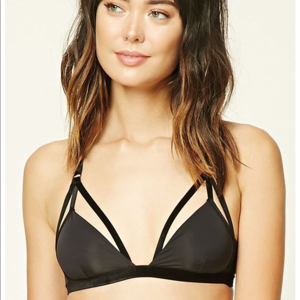 Forever 21 Velvet & Satin Strappy Bralette